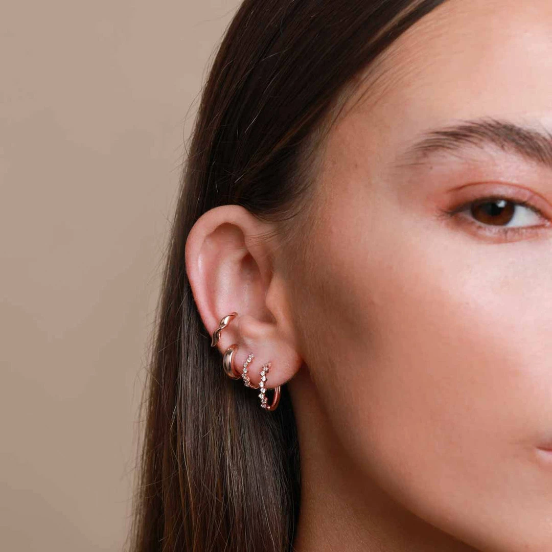 Astrid & Miyu Cluster Hoop 11.5mm In Rose Gold Earrings 4 Astrid & Miyu Cluster Hoop 11.5mm In Rose Gold Earrings