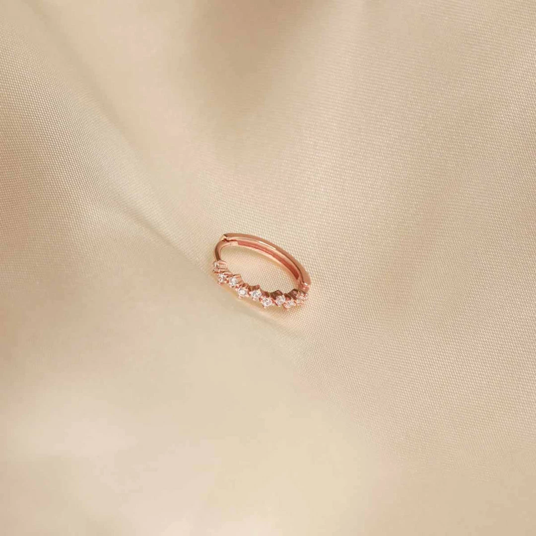 Astrid & Miyu Cluster Hoop 11.5mm In Rose Gold Earrings 5 Astrid & Miyu Cluster Hoop 11.5mm In Rose Gold Earrings