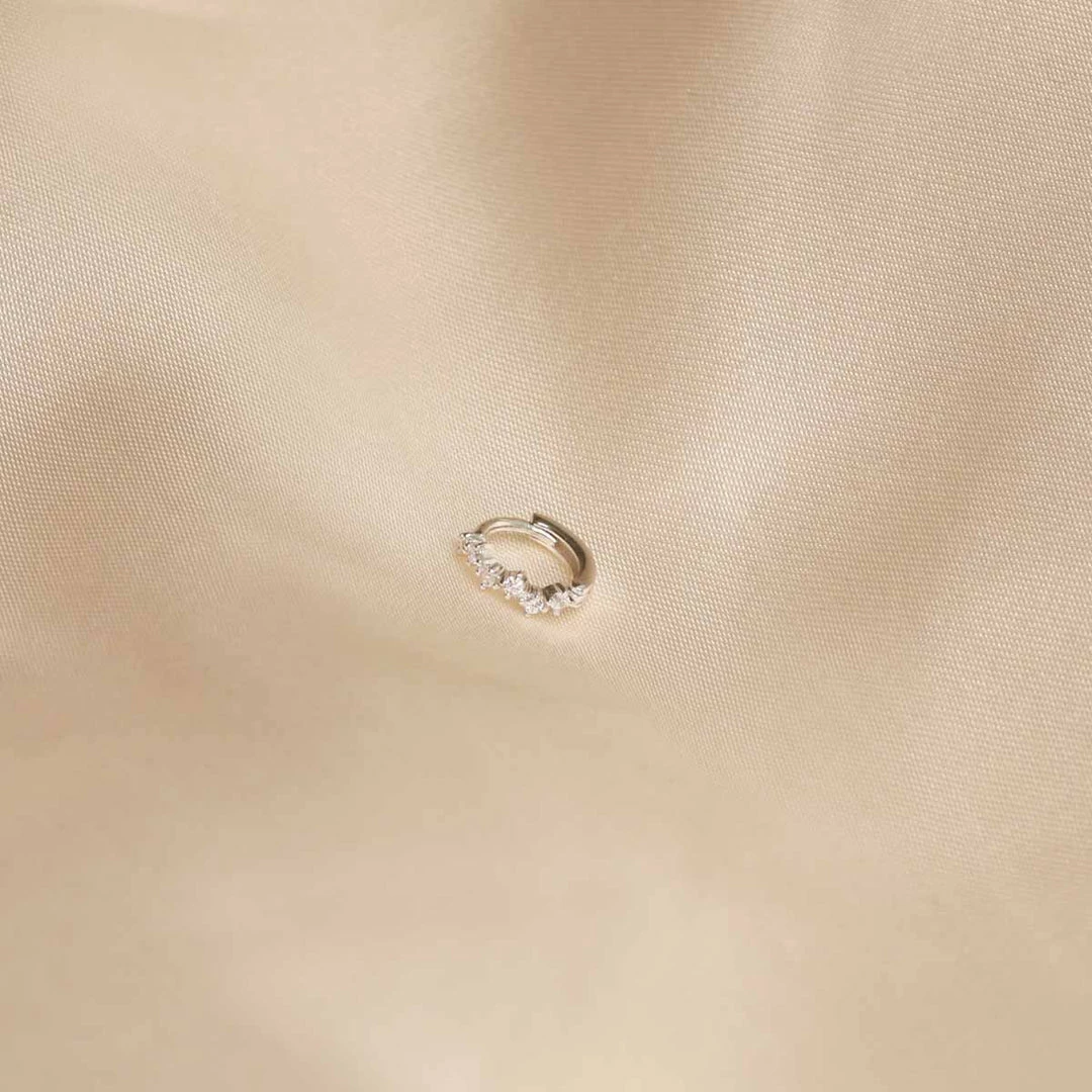 Astrid & Miyu Earrings Cluster Hoop 6.5mm In Silver 5 Astrid & Miyu Earrings Cluster Hoop 6.5mm In Silver