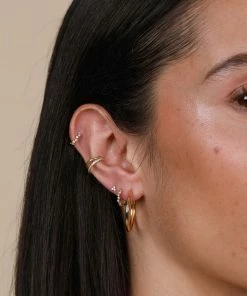 Astrid & Miyu Best Sellers Cluster Hoop 8mm In Gold 11 Astrid & Miyu Best Sellers Cluster Hoop 8mm In Gold