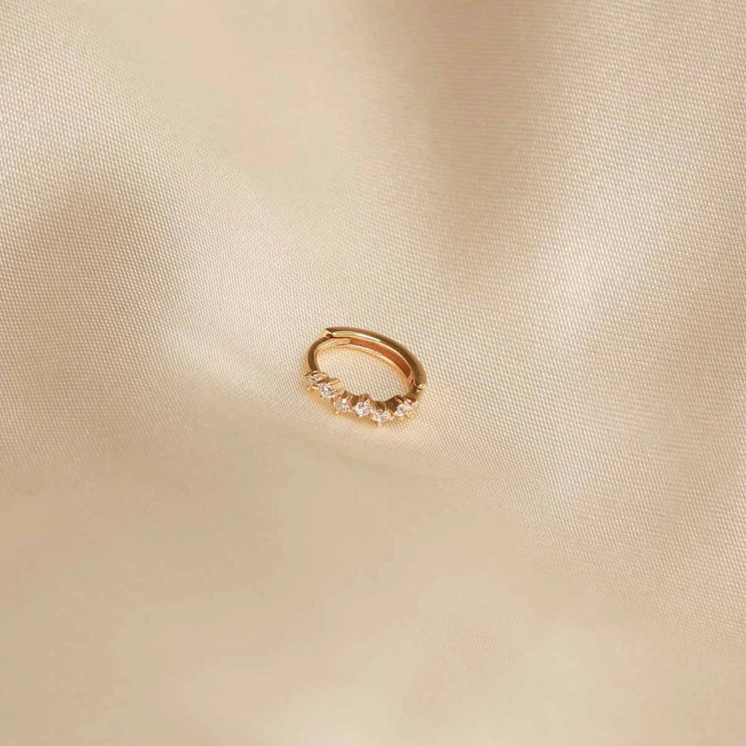 Astrid & Miyu Best Sellers Cluster Hoop 8mm In Gold 5 Astrid & Miyu Best Sellers Cluster Hoop 8mm In Gold