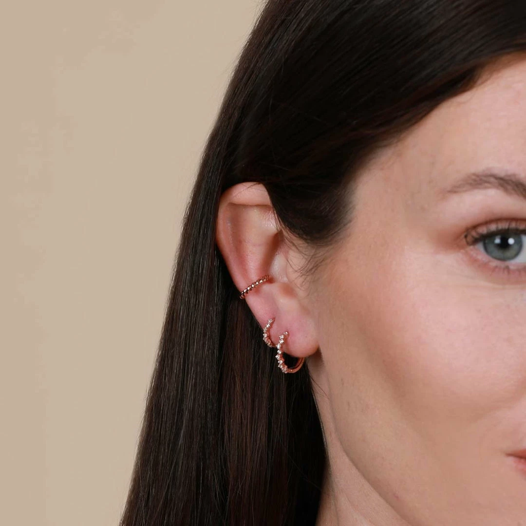 Astrid & Miyu Earrings Cluster Hoop 8mm In Rose Gold 4 Astrid & Miyu Earrings Cluster Hoop 8mm In Rose Gold