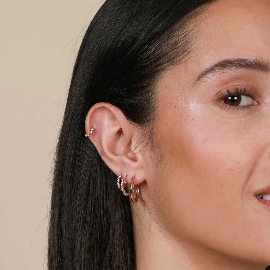 Astrid & Miyu Earrings Cluster Hoop 8mm In Rose Gold 6 Astrid & Miyu Earrings Cluster Hoop 8mm In Rose Gold