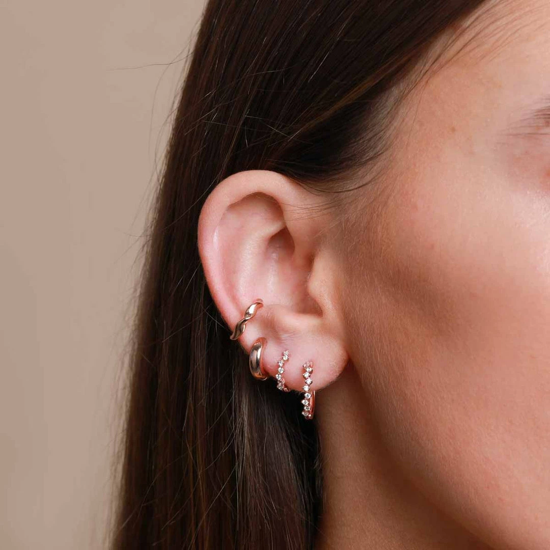 Astrid & Miyu Earrings Cluster Hoop 8mm In Rose Gold 7 Astrid & Miyu Earrings Cluster Hoop 8mm In Rose Gold