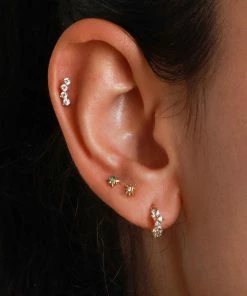 Astrid & Miyu Cosmic Emerald Barbell In Gold Earrings