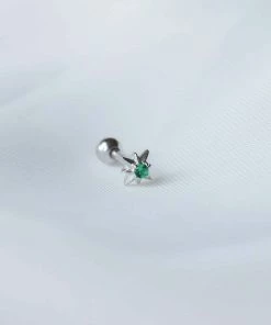 Astrid & Miyu Cosmic Emerald Barbell In Silver