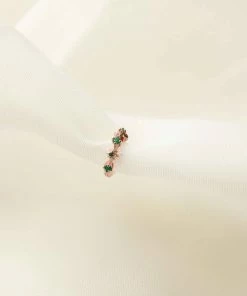 Astrid & Miyu Earrings Cosmic Emerald Hoop 6.5mm In Rose Gold