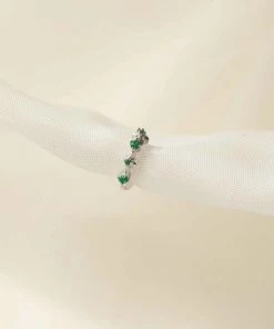 Astrid & Miyu Cosmic Emerald Hoop 6.5mm In Silver Earrings