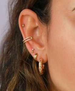 Astrid & Miyu Cosmic Emerald Stud Earrings In Gold 7 Astrid & Miyu Cosmic Emerald Stud Earrings In Gold