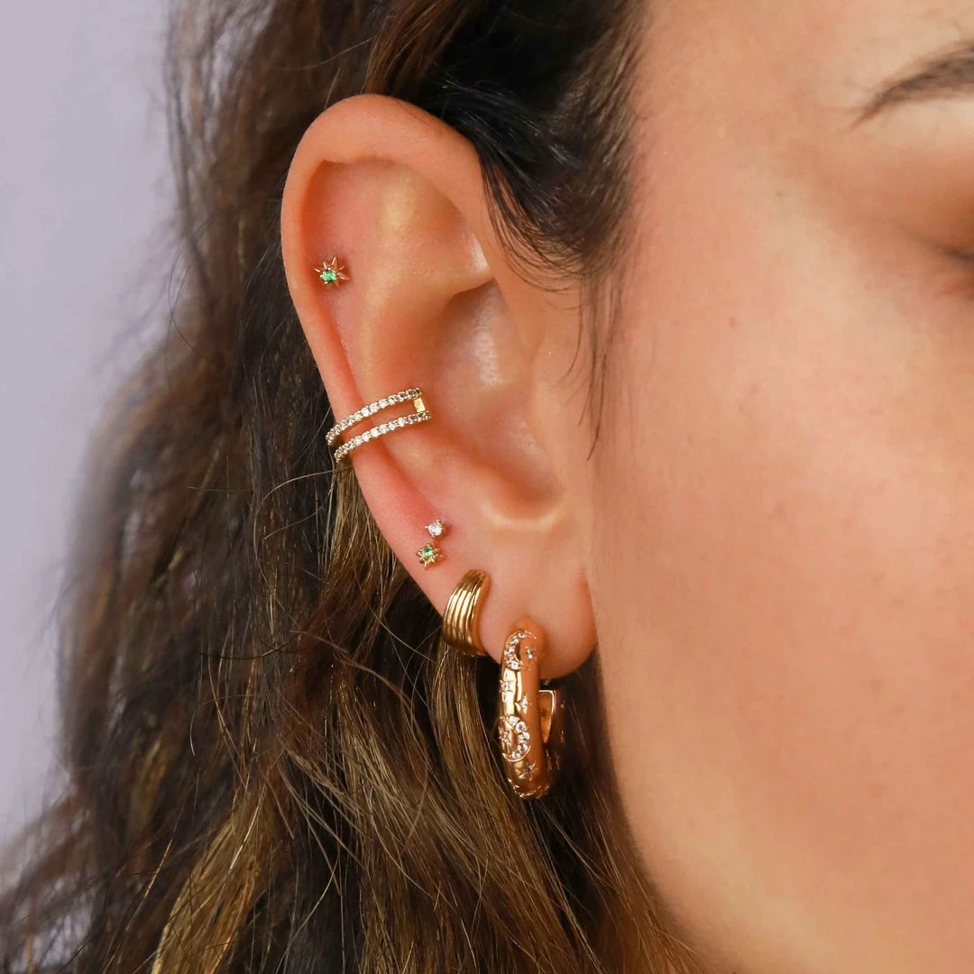 Astrid & Miyu Cosmic Emerald Stud Earrings In Gold 5 Astrid & Miyu Cosmic Emerald Stud Earrings In Gold