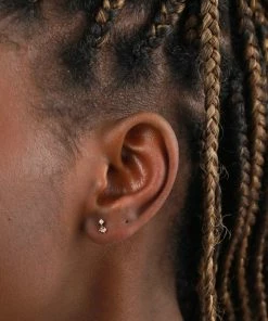 Astrid & Miyu Cosmic Emerald Stud Earrings In Rose Gold