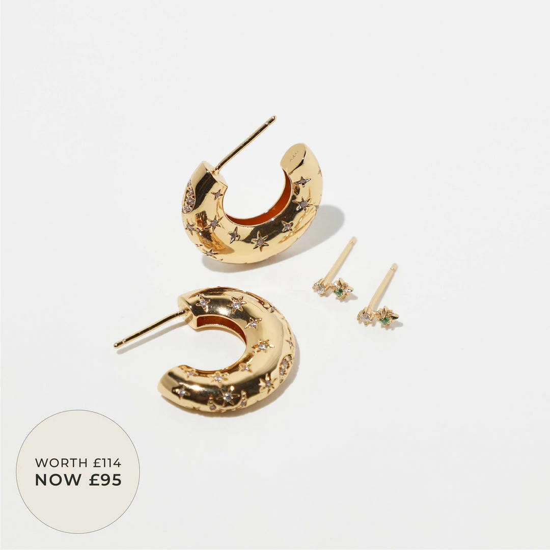 Astrid & Miyu Cosmic Stacking Set In Gold 3 Astrid & Miyu Cosmic Stacking Set In Gold