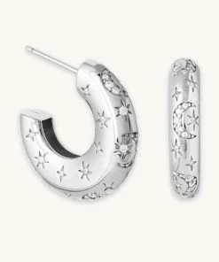 Astrid & Miyu Cosmic Dome Hoops In Silver