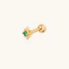Astrid & Miyu Cosmic Emerald Barbell In Gold Earrings 2 Astrid & Miyu Cosmic Emerald Barbell In Gold Earrings