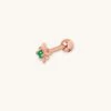 Astrid & Miyu Cosmic Emerald Barbell In Rose Gold Earrings 2 Astrid & Miyu Cosmic Emerald Barbell In Rose Gold Earrings
