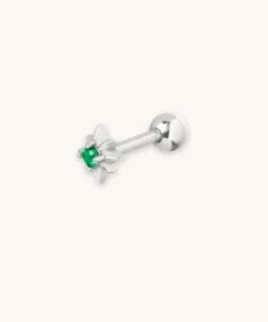 Astrid & Miyu Cosmic Emerald Barbell In Silver