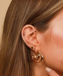 Astrid & Miyu Earrings Molten Duo Large Hoops In Gold