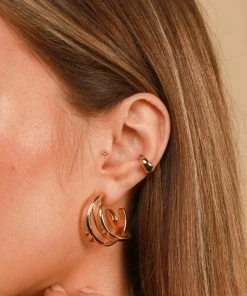 Astrid & Miyu Earrings Molten Duo Large Hoops In Gold 9 Astrid & Miyu Earrings Molten Duo Large Hoops In Gold