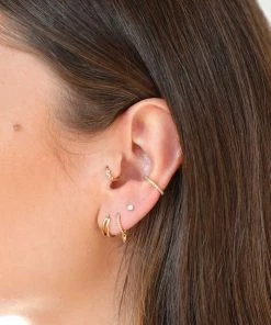 Astrid & Miyu Crystal Ear Cuff In Gold Earrings