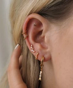 Astridandmiyu Crystal Barbell In Gold Best Sellers