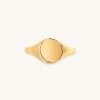 Astridandmiyu Crystal Crescent Signet Ring In Gold Rings
