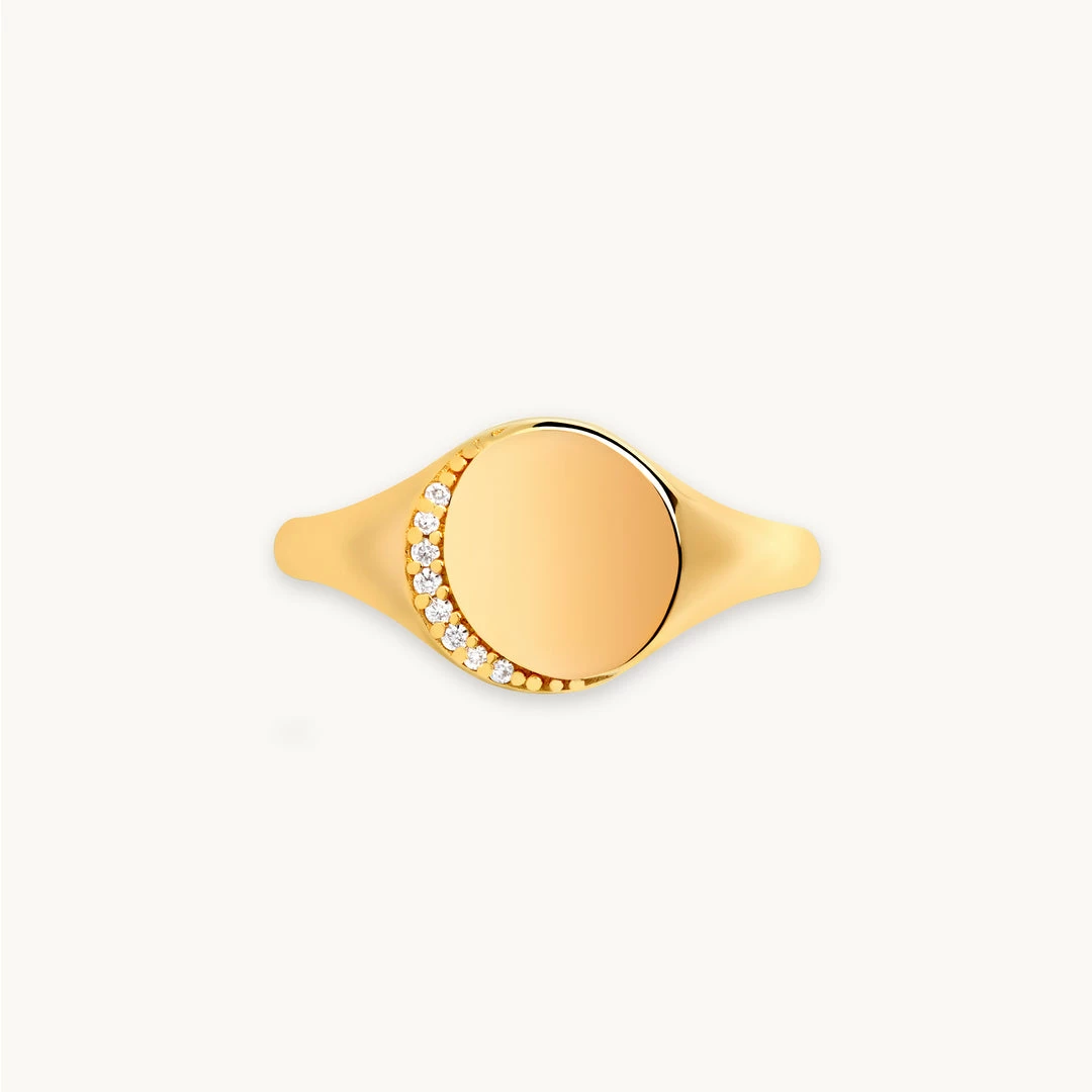 Astridandmiyu Crystal Crescent Signet Ring In Gold Rings 3 Astridandmiyu Crystal Crescent Signet Ring In Gold Rings