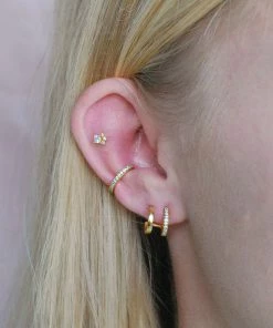 Astrid & Miyu Crystal Ear Cuff In Gold Earrings