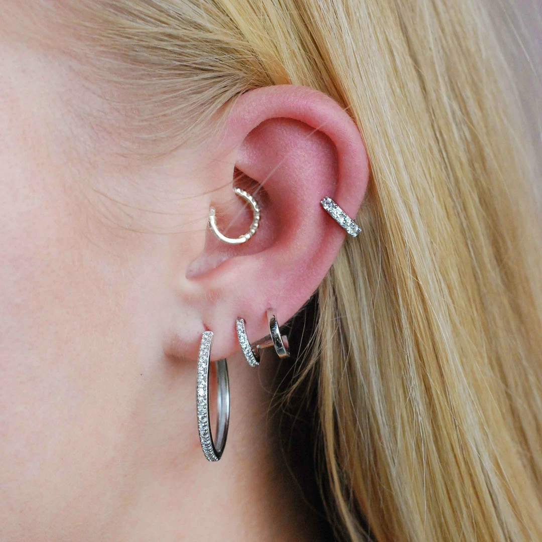 Astrid & Miyu Crystal Hinge Large Hoops In Silver 6 Astrid & Miyu Crystal Hinge Large Hoops In Silver