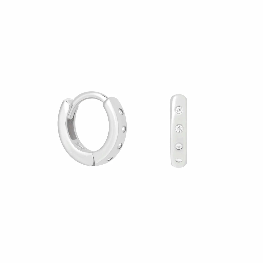 Astridandmiyu Sale Crystal Set Huggies In Silver 3 Astridandmiyu Sale Crystal Set Huggies In Silver