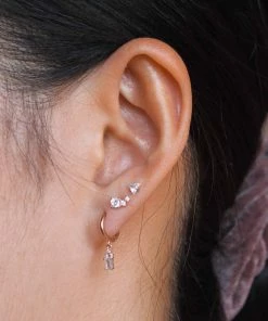 Astridandmiyu Crystal & Double Stone Barbell In Rose Gold Sale