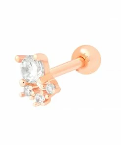 Astridandmiyu Sale Crystal & Triple Stone Barbell In Rose Gold