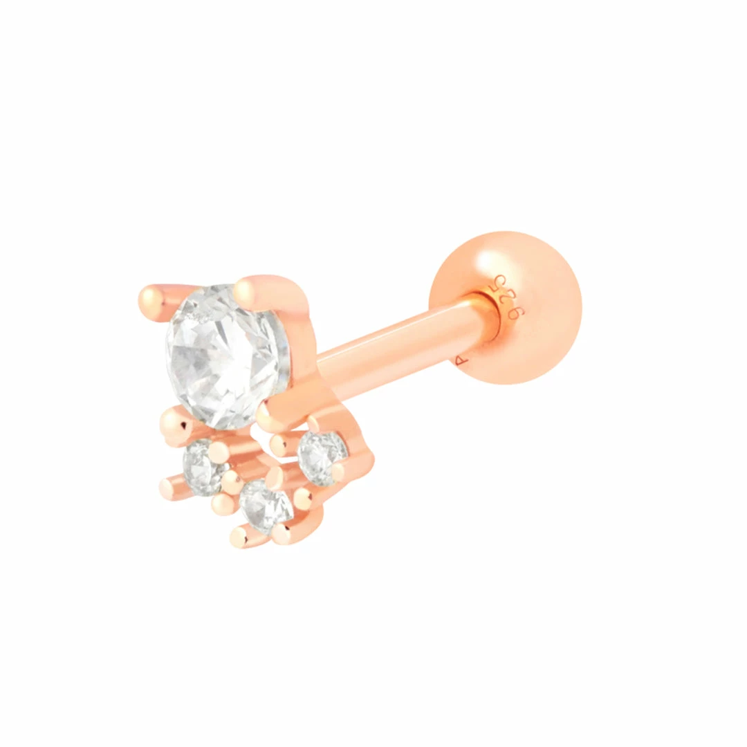 Astridandmiyu Sale Crystal & Triple Stone Barbell In Rose Gold 3 Astridandmiyu Sale Crystal & Triple Stone Barbell In Rose Gold
