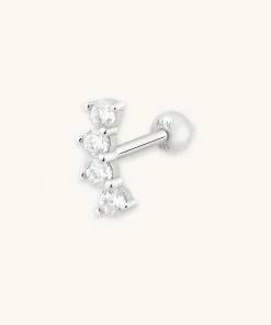 Astridandmiyu Curved Crystal Barbell In Silver