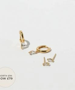 Astrid & Miyu Dainty Sparkle Stacking Set In Gold Earrings