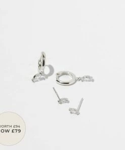 Astrid & Miyu Earrings Dainty Sparkle Stacking Set In Silver