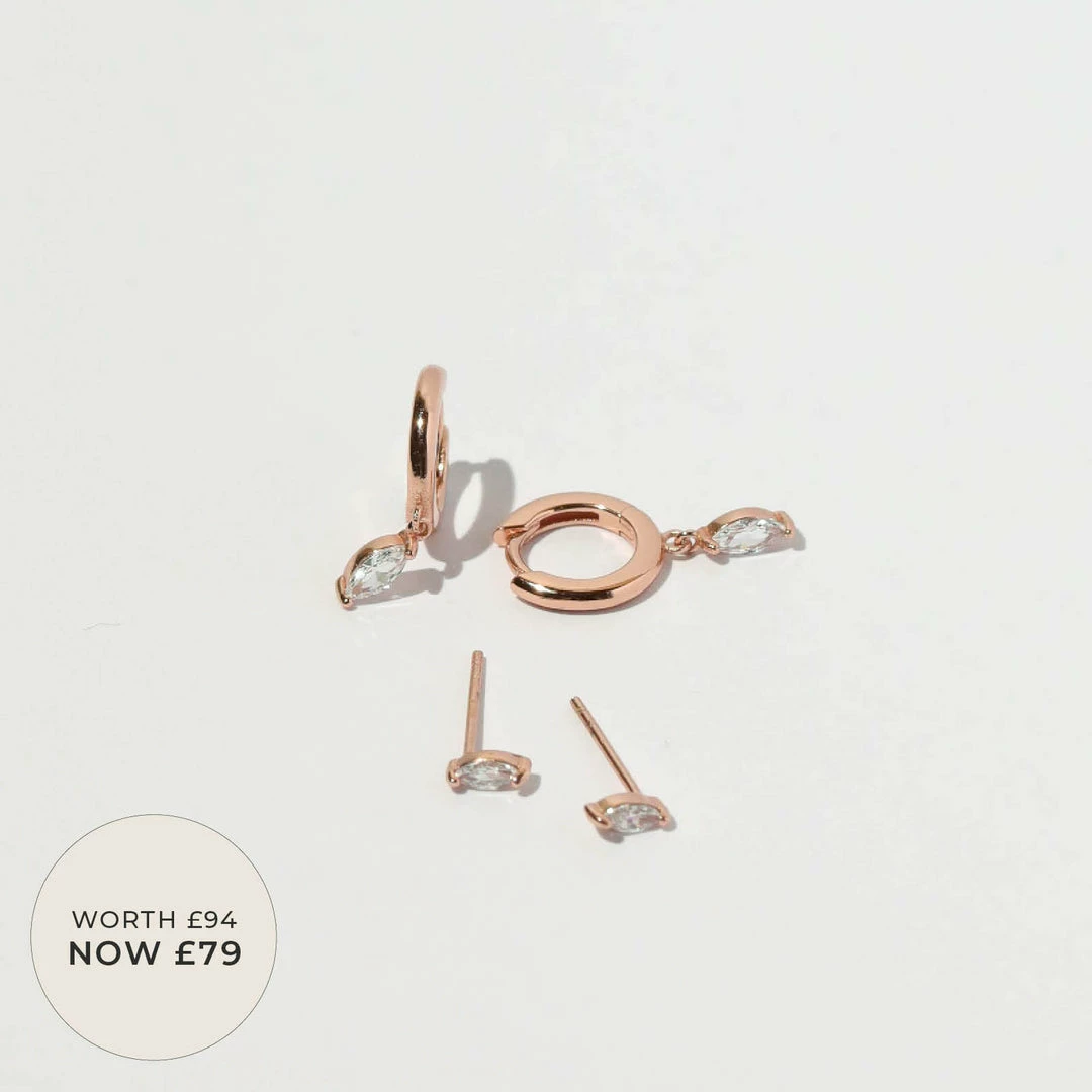 Astrid & Miyu Dainty Sparkle Stacking Set In Rose Gold Earrings 3 Astrid & Miyu Dainty Sparkle Stacking Set In Rose Gold Earrings