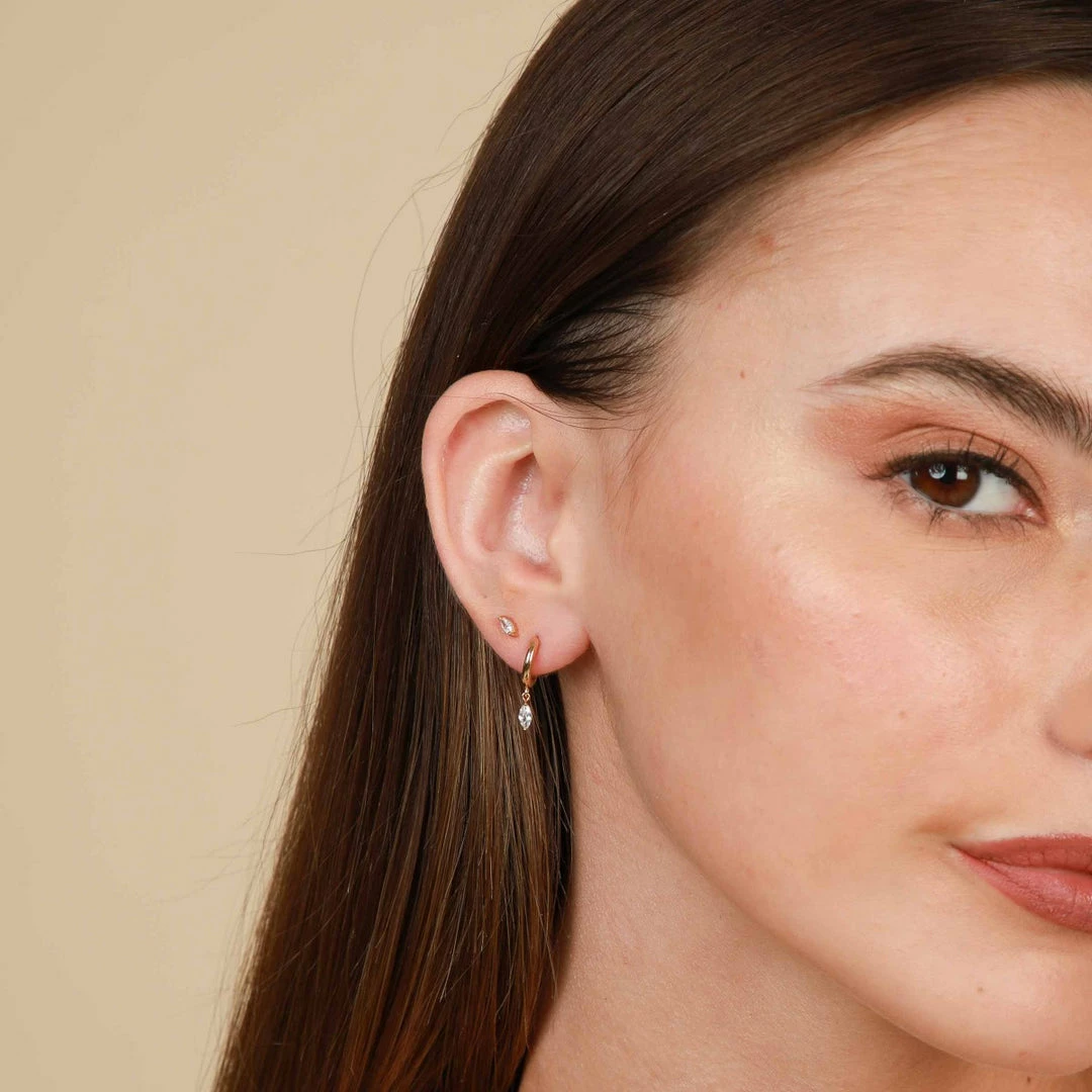 Astrid & Miyu Dainty Sparkle Stacking Set In Gold Earrings 4 Astrid & Miyu Dainty Sparkle Stacking Set In Gold Earrings