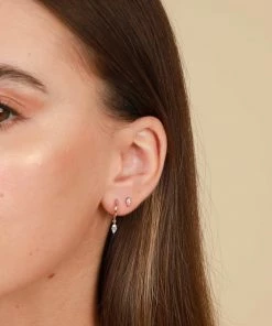 Astrid & Miyu Dainty Sparkle Stacking Set In Rose Gold Earrings