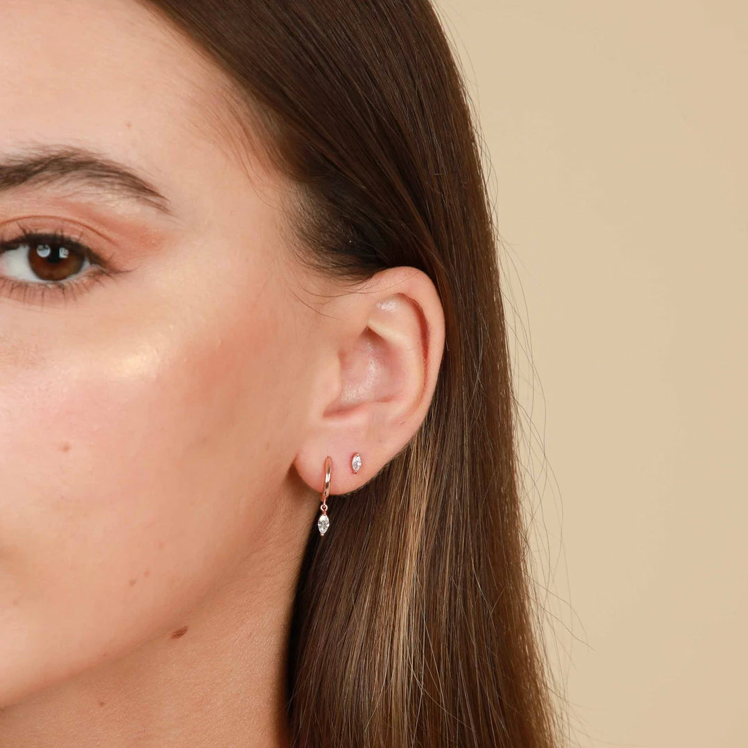 Astrid & Miyu Dainty Sparkle Stacking Set In Rose Gold Earrings 4 Astrid & Miyu Dainty Sparkle Stacking Set In Rose Gold Earrings