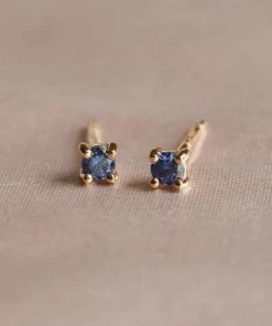 Astrid & Miyu December Birthstone Stud Earrings In Gold With Tanzanite CZ