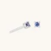 Astrid & Miyu Birthstone Earrings December Birthstone Stud Earrings In Silver With Tanzanite CZ