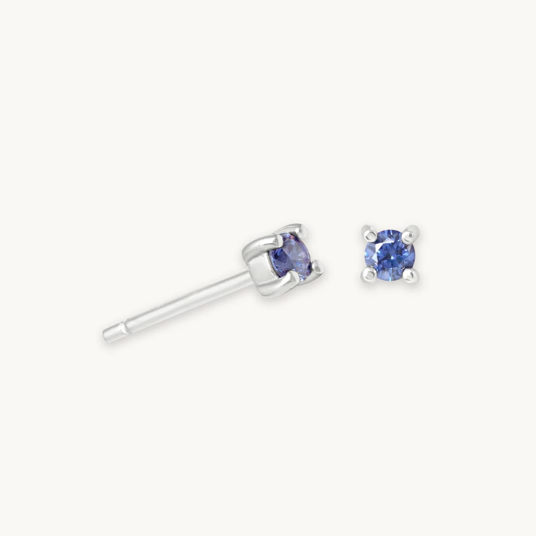 Astrid & Miyu Birthstone Earrings December Birthstone Stud Earrings In Silver With Tanzanite CZ 3 Astrid & Miyu Birthstone Earrings December Birthstone Stud Earrings In Silver With Tanzanite CZ