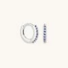 Astrid & Miyu December Birthstone Huggies In Silver With Tanzanite CZ