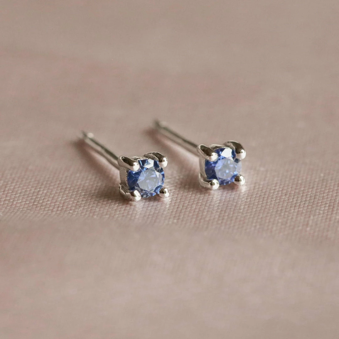 Astrid & Miyu Birthstone Earrings December Birthstone Stud Earrings In Silver With Tanzanite CZ 5 Astrid & Miyu Birthstone Earrings December Birthstone Stud Earrings In Silver With Tanzanite CZ