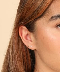 Astrid & Miyu Earrings Diamond Piercing Stacking Set In Solid Gold