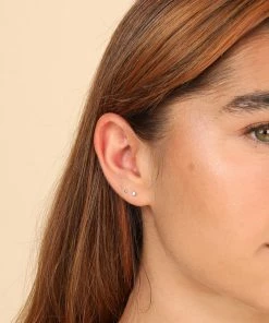 Astrid & Miyu Diamond Piercing Stacking Set In Solid White Gold Earrings