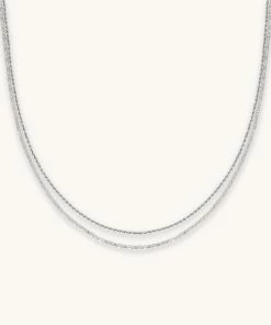 Astrid & Miyu Duo Chain Necklace In Silver Best Sellers