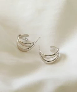 Astrid & Miyu Molten Duo Small Hoops In Silver 8 Astrid & Miyu Molten Duo Small Hoops In Silver