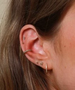 Astrid & Miyu Double Topaz Stud Earrings In Solid Gold