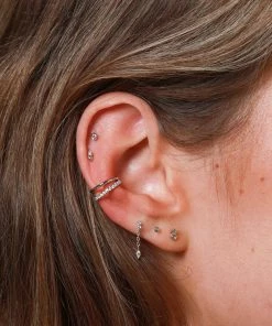 Astrid & Miyu Double Topaz Stud Earrings In Solid White Gold